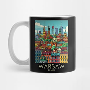 A Pop Art Travel Print of Warsaw - Poland Mug